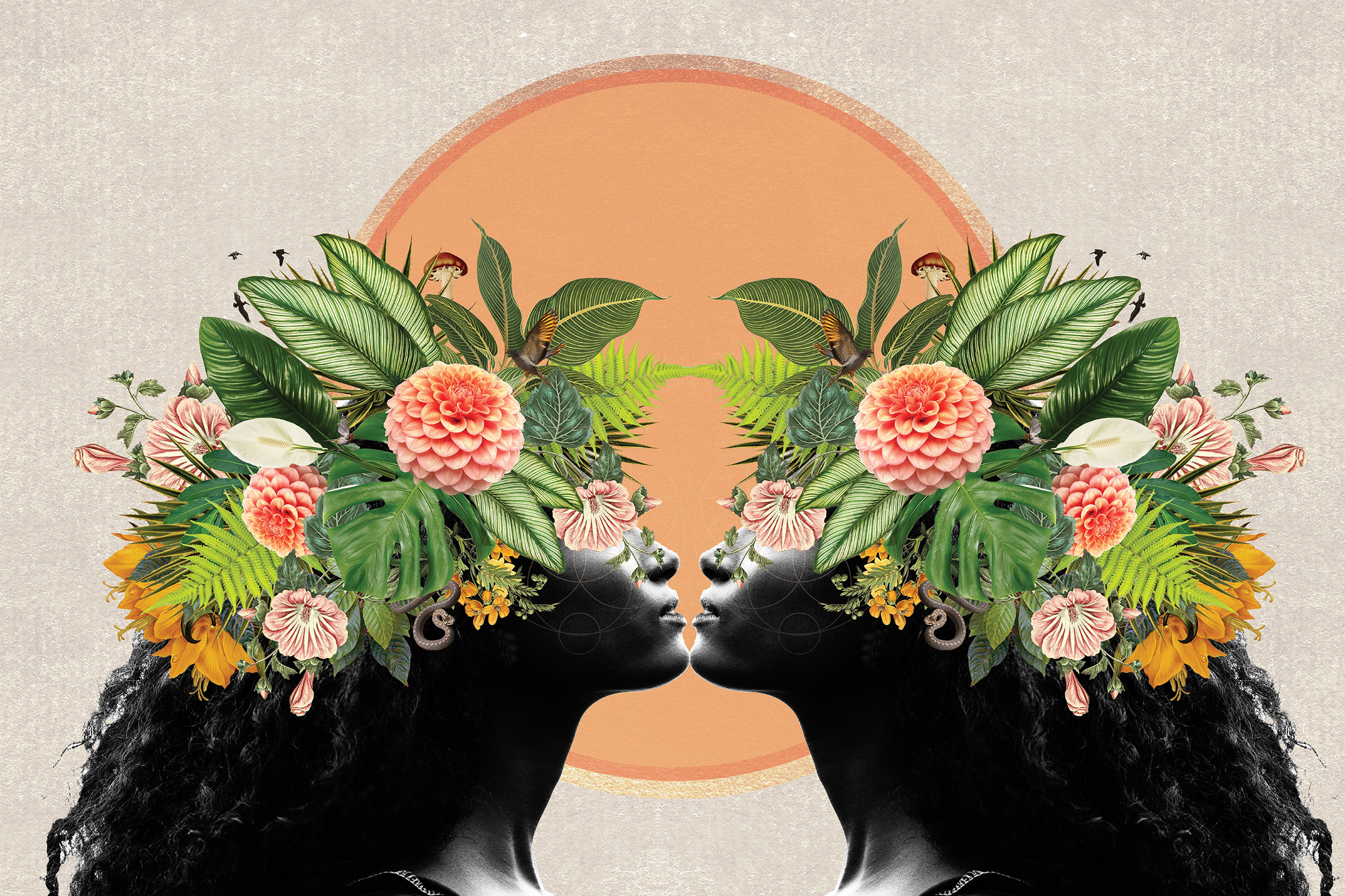 Grow Queen mirrored collage